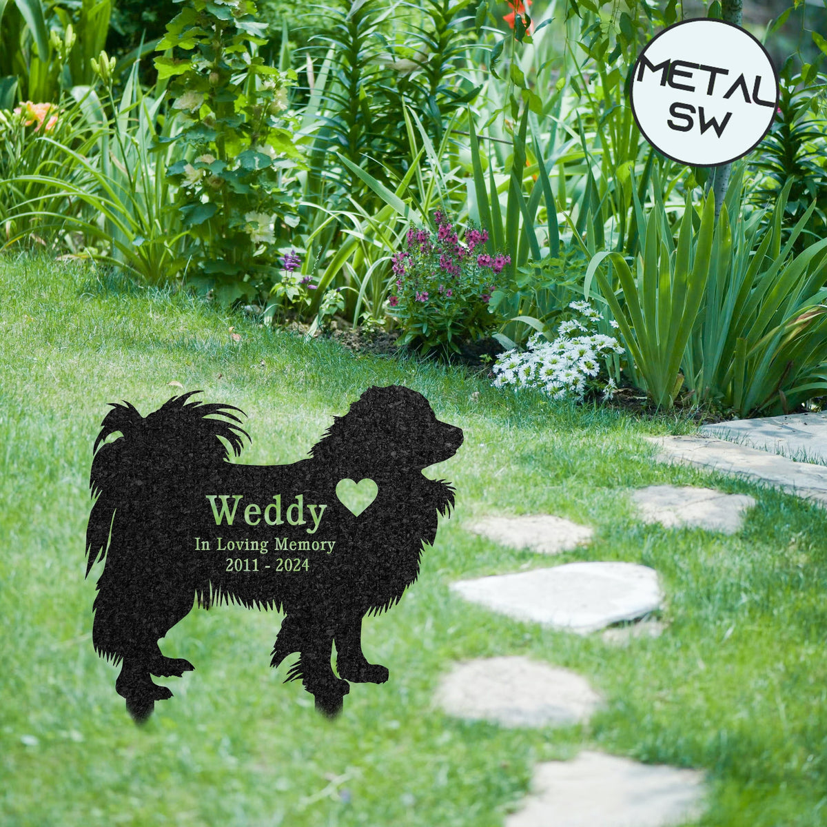 Custom Papillon Dog Grave Marker Metal Yard Decor Pet Memorial Stake Personalized Garden Plaque Keepsake Dog Loss Gift In Loving Memory