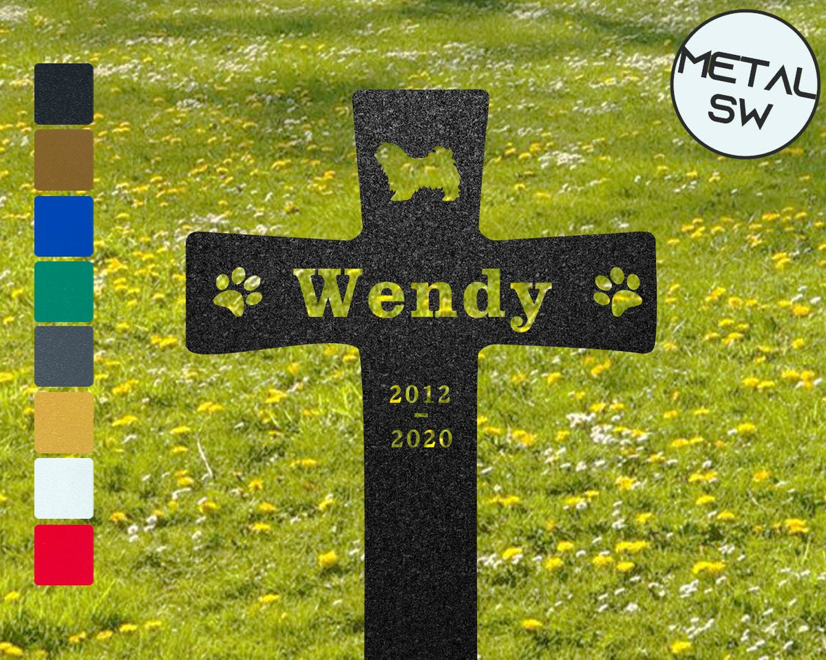 Metal Havanese Grave Marker Cross Memorial Gift For Pet Loss Yard Stake Memorial Plaquespet Memorial Giftcemetery Sympathy Garden Stake