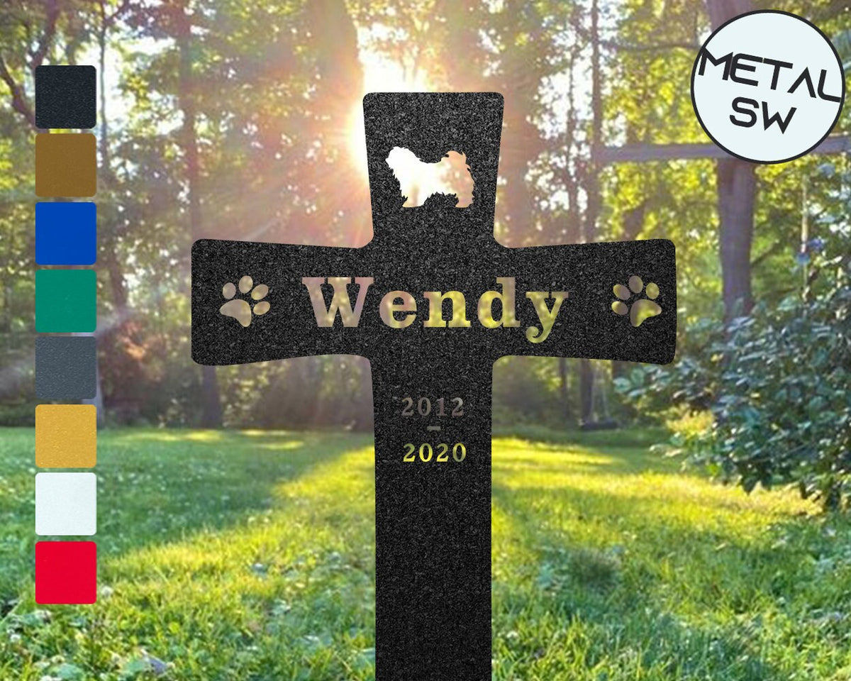 Metal Havanese Grave Marker Cross Memorial Gift For Pet Loss Yard Stake Memorial Plaquespet Memorial Giftcemetery Sympathy Garden Stake