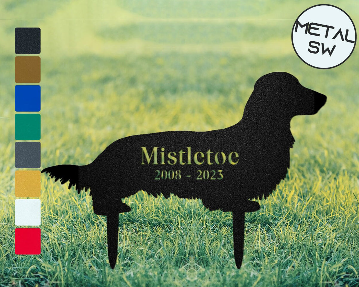 Metal Longhaired Dachshund Grave Marker Dachshund Cemetry Decor Dachshund Memorial Gift Dachshund Memorial Plaque Keepsake Dachshund Loss