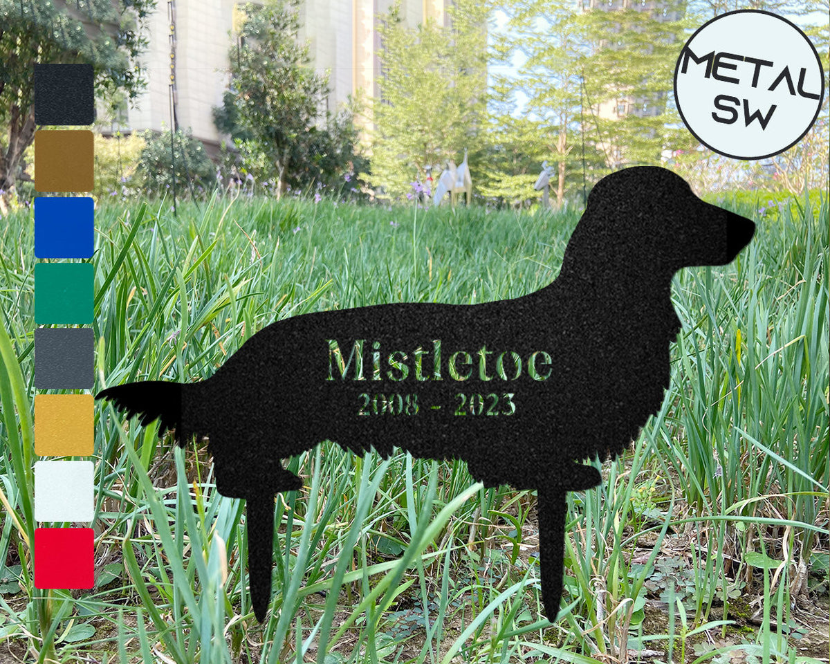 Metal Longhaired Dachshund Grave Marker Dachshund Cemetry Decor Dachshund Memorial Gift Dachshund Memorial Plaque Keepsake Dachshund Loss