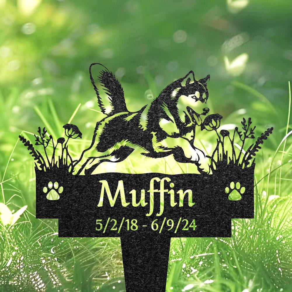 Husky Dog Memorial Burial Stake Custom Husky Name Metal Stake Pet Grave Marker Memorial Garden Decor Pet Loss Gift Husky Lover Gift
