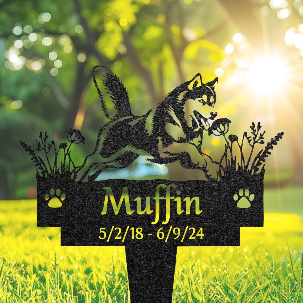 Husky Dog Memorial Burial Stake Custom Husky Name Metal Stake Pet Grave Marker Memorial Garden Decor Pet Loss Gift Husky Lover Gift