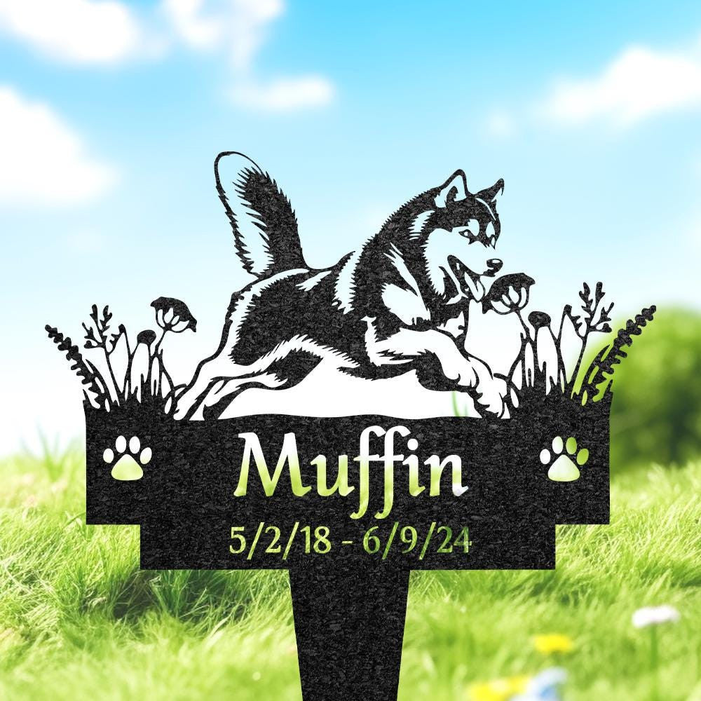 Husky Dog Memorial Burial Stake Custom Husky Name Metal Stake Pet Grave Marker Memorial Garden Decor Pet Loss Gift Husky Lover Gift
