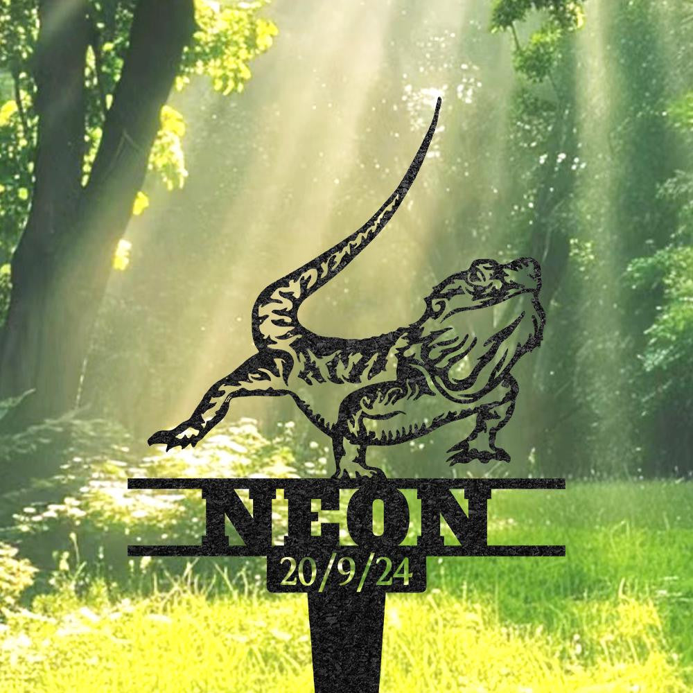 Personalized Lizard Memorial Burial Stake Custom Lizard Name Metal Stake Pet Grave Marker Memorial Garden Decor Pet Loss Gift Yard Sign
