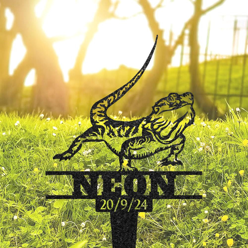 Personalized Lizard Memorial Burial Stake Custom Lizard Name Metal Stake Pet Grave Marker Memorial Garden Decor Pet Loss Gift Yard Sign
