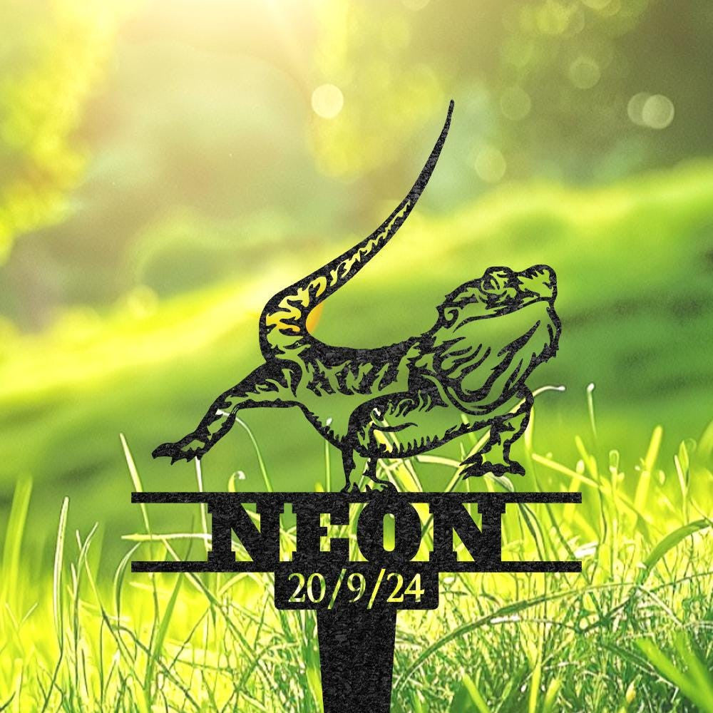 Personalized Lizard Memorial Burial Stake Custom Lizard Name Metal Stake Pet Grave Marker Memorial Garden Decor Pet Loss Gift Yard Sign