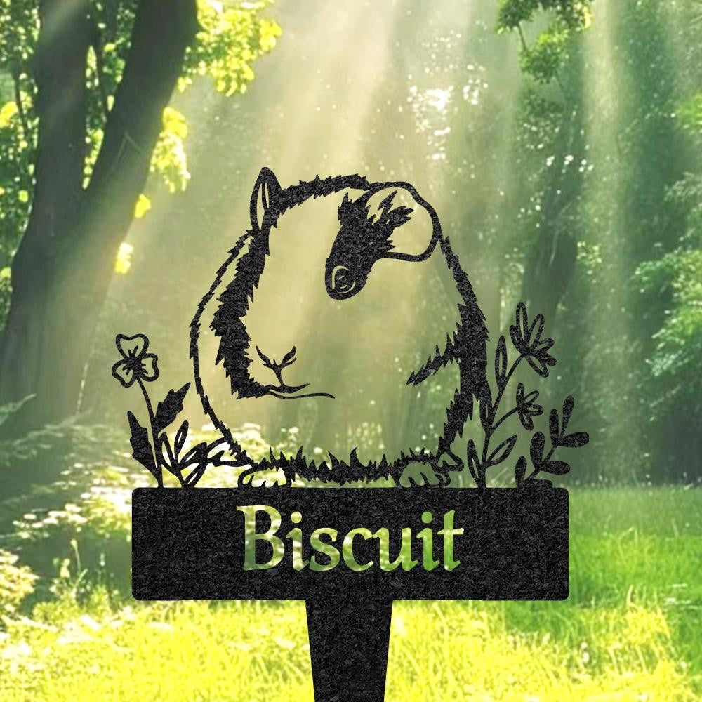 Personalized Guinea Pig Grave Marker Custom Pet Memorial Metal Garden Sign Pet Tombstone Outdoor Flowerbed Decor Pet Cemetery Marker