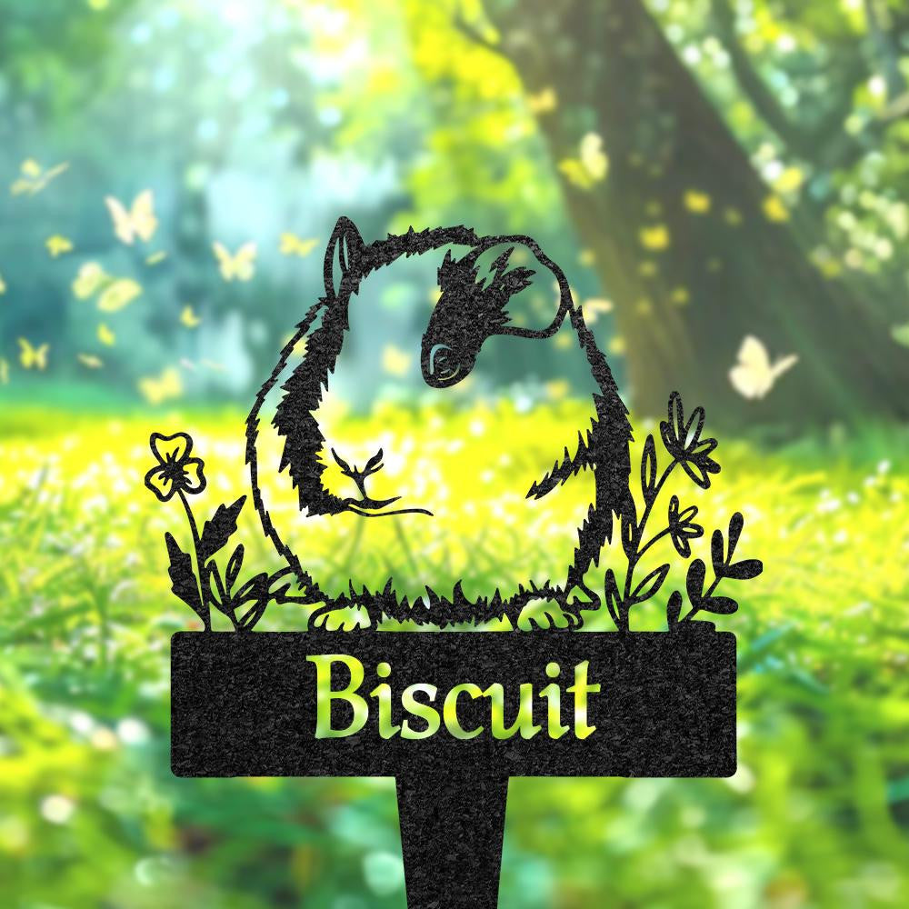 Personalized Guinea Pig Grave Marker Custom Pet Memorial Metal Garden Sign Pet Tombstone Outdoor Flowerbed Decor Pet Cemetery Marker