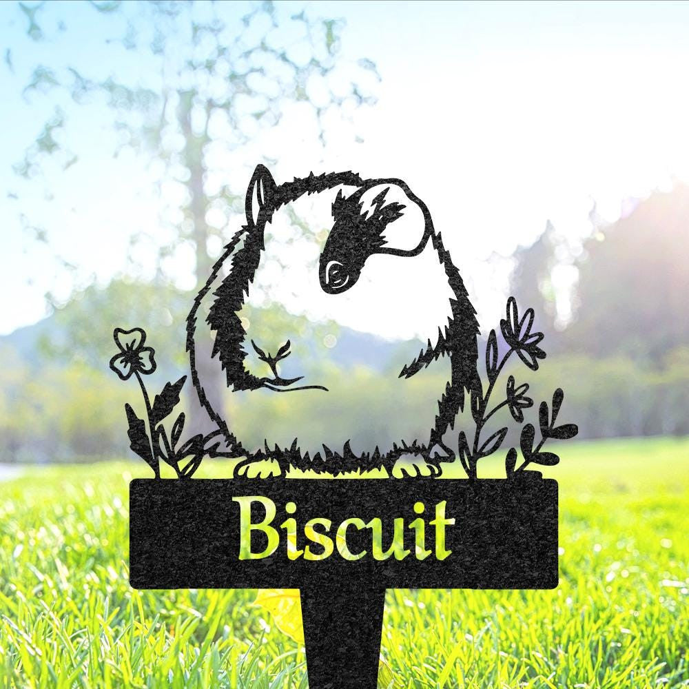 Personalized Guinea Pig Grave Marker Custom Pet Memorial Metal Garden Sign Pet Tombstone Outdoor Flowerbed Decor Pet Cemetery Marker