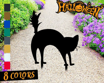 Halloween Black Cat Decor Halloween Metal Black Creepy Cat Black Cat Halloween Decor Yard Stake Angry Kitty Spooky Decor Halloween Gift