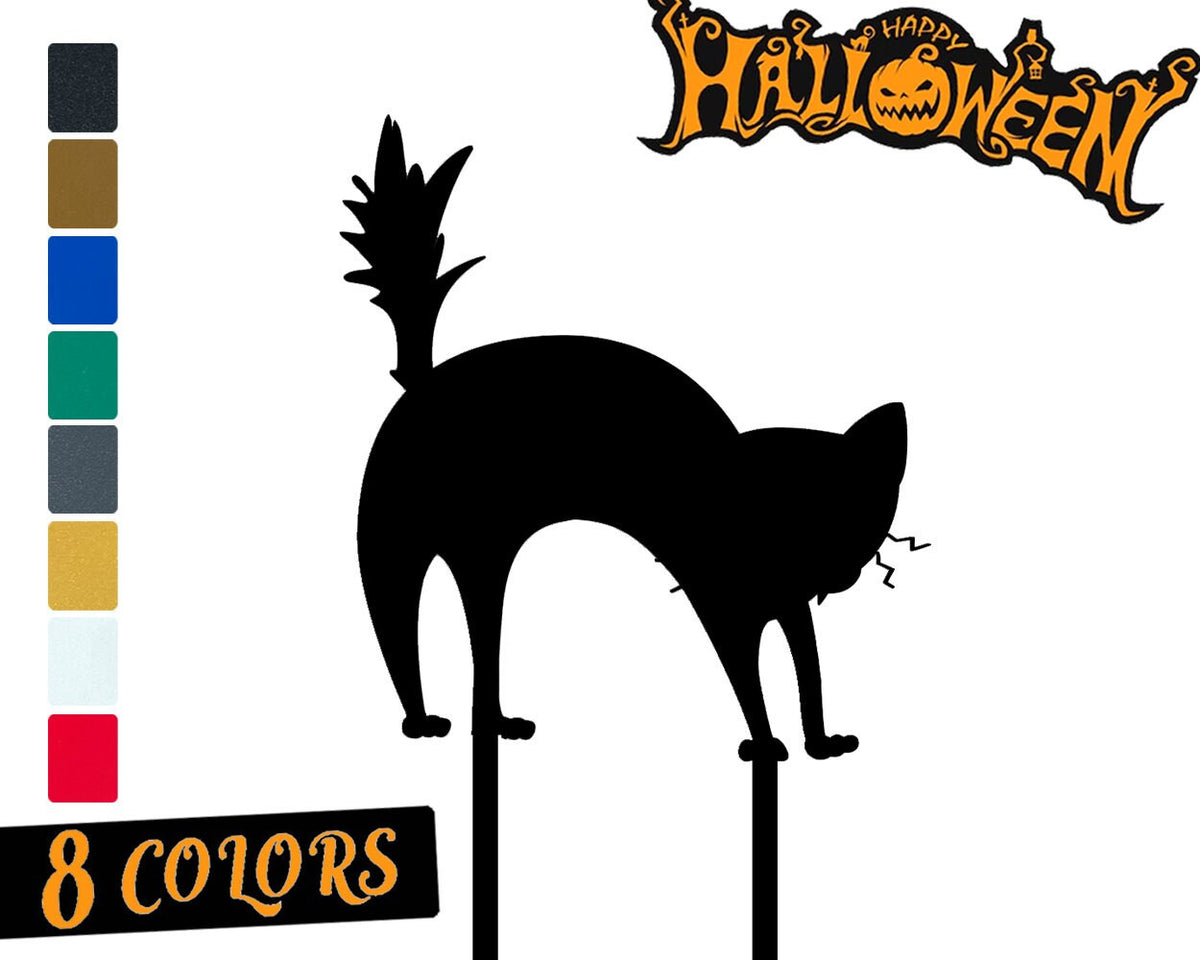 Halloween Black Cat Decor Halloween Metal Black Creepy Cat Black Cat Halloween Decor Yard Stake Angry Kitty Spooky Decor Halloween Gift