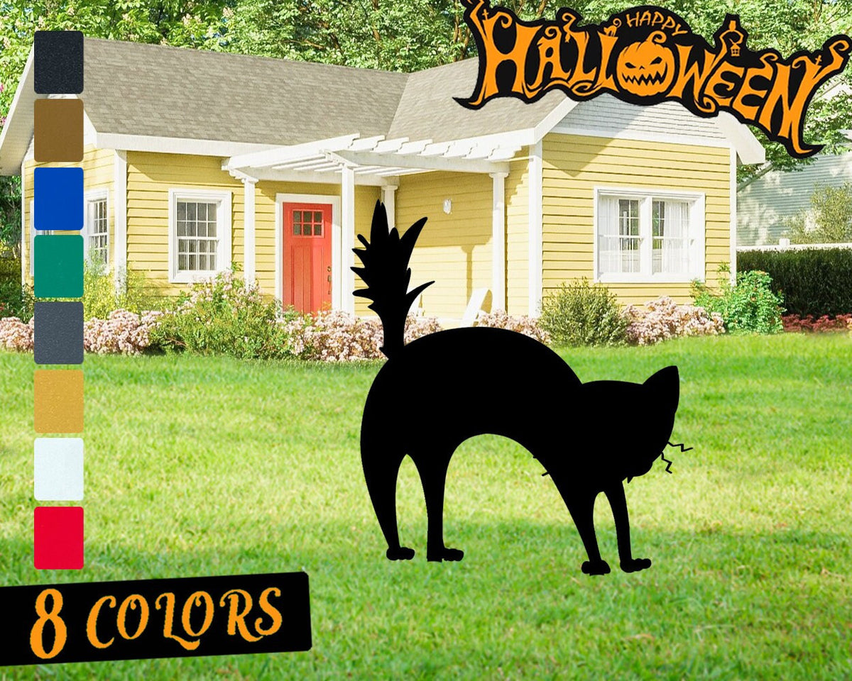 Halloween Black Cat Decor Halloween Metal Black Creepy Cat Black Cat Halloween Decor Yard Stake Angry Kitty Spooky Decor Halloween Gift