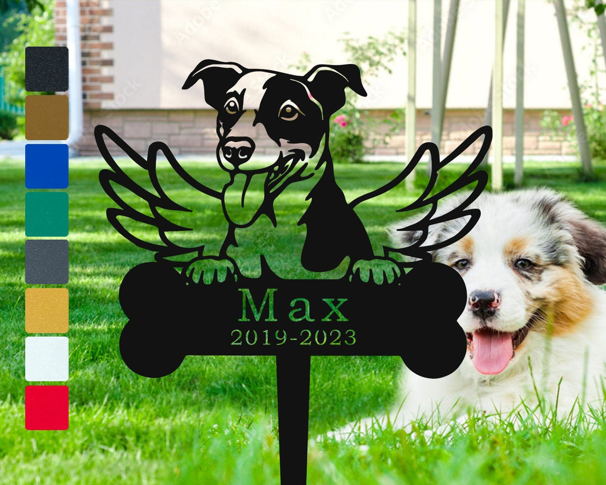Custom Jack Russell Terrier Metal Stake Memorial Plaque Personalized Dog Memorial Stake Pet Dog Grave Marker Remembrance Stakes Tombstone