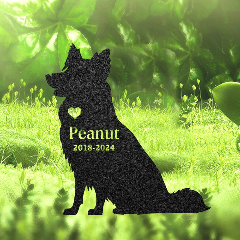 Border Collie Dog Memorial Stake Custom Metal Garden Sign Pet Grave Marker Engraved Name Sign Outdoor Dog Burial Stake Dog Loss Gift