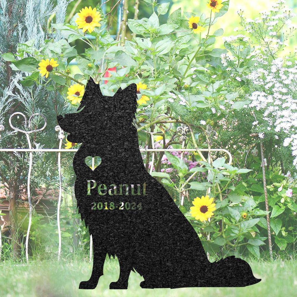 Border Collie Dog Memorial Stake Custom Metal Garden Sign Pet Grave Marker Engraved Name Sign Outdoor Dog Burial Stake Dog Loss Gift