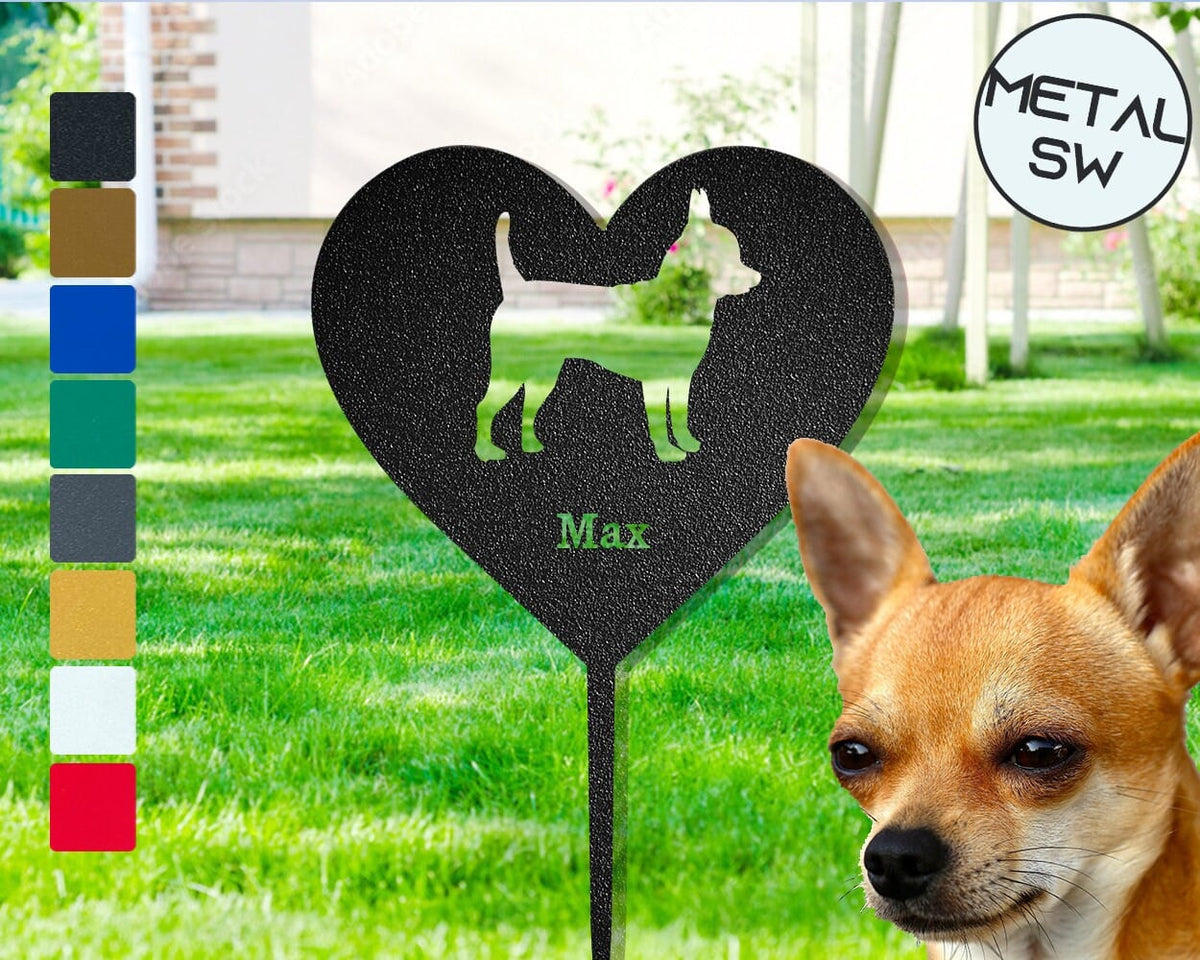 Custom Chihuahua Garden Stake Chihuahua Memorial Plaque Gift Personalized Chihuahua Dog Grave Marker Dog Heart Shape Memorial Frame