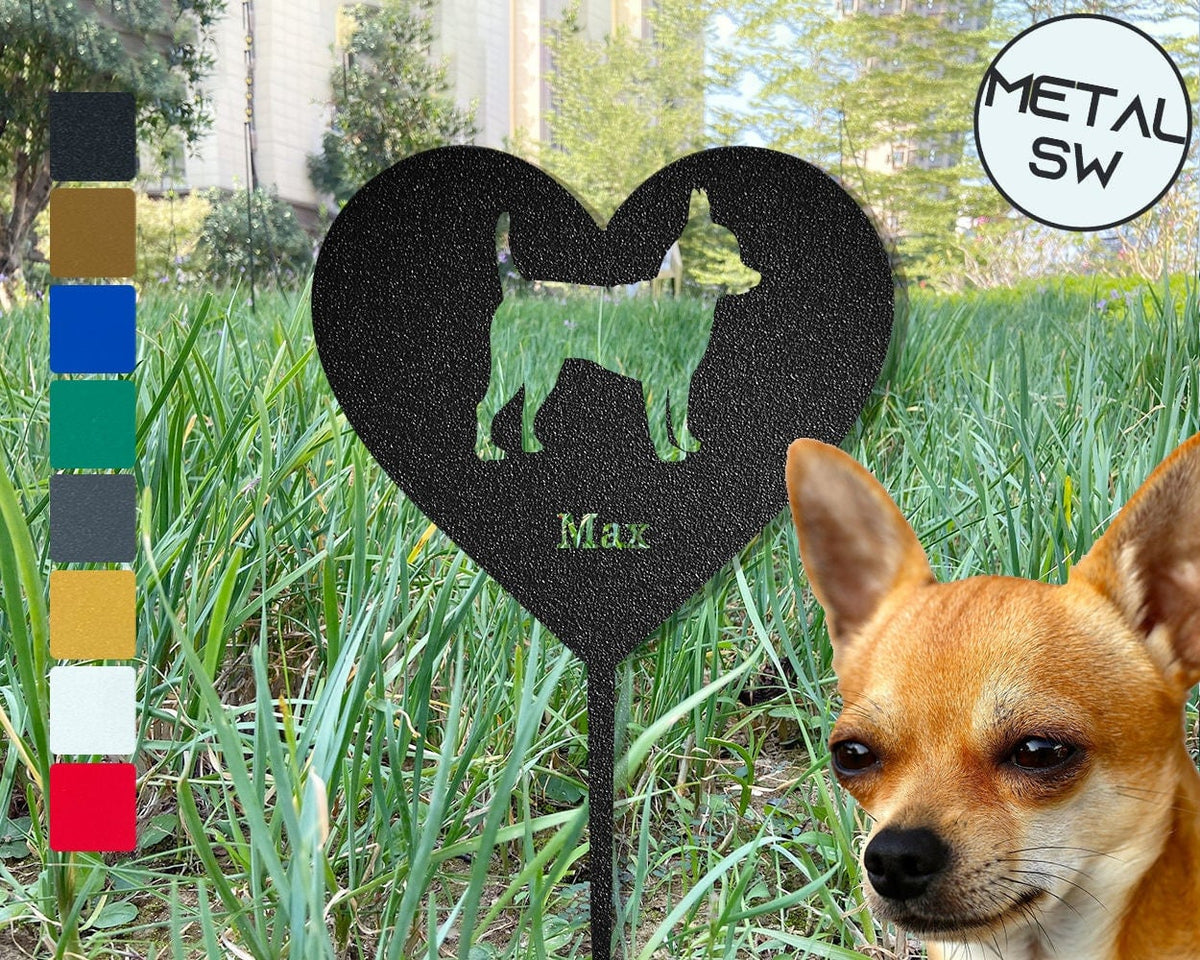Custom Chihuahua Garden Stake Chihuahua Memorial Plaque Gift Personalized Chihuahua Dog Grave Marker Dog Heart Shape Memorial Frame