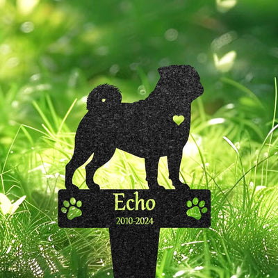 Personalized Pug Dog Grave Marker Custom Dog Memorial Metal Name Stake Pet Tombstone Outdoor Yard Decor Pet Cemetery Marker Pug Lover