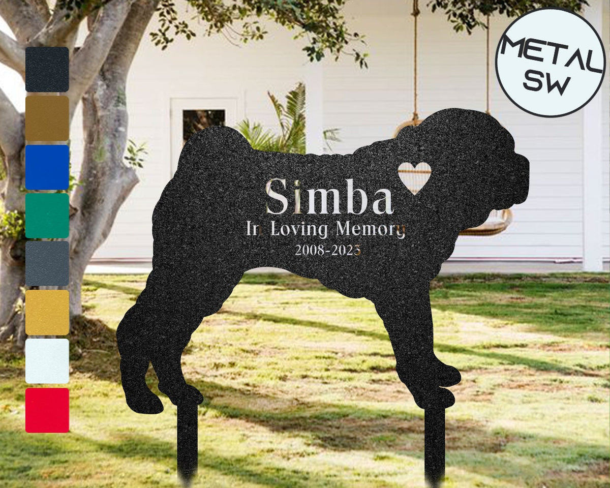 Metal Shar-Pei Memorial Stake Dog Grave Marker Dog Garden Stake Dog Headstone Personalized Dog Loss Memorial Pet Sympathy Gift Keepsake