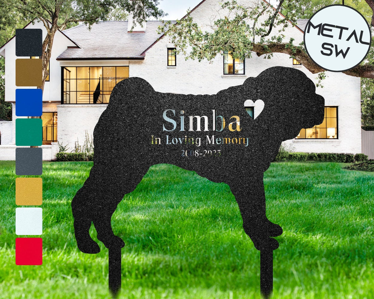 Metal Shar-Pei Memorial Stake Dog Grave Marker Dog Garden Stake Dog Headstone Personalized Dog Loss Memorial Pet Sympathy Gift Keepsake