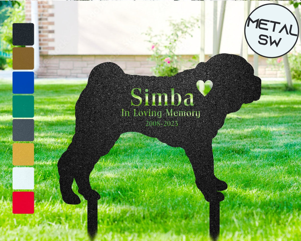 Metal Shar-Pei Memorial Stake Dog Grave Marker Dog Garden Stake Dog Headstone Personalized Dog Loss Memorial Pet Sympathy Gift Keepsake