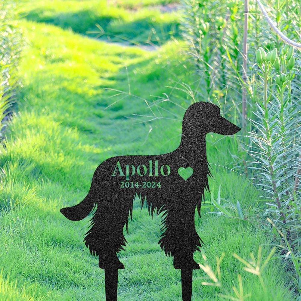 Afghan Hound Memorial Stake Custom Metal Garden Sign Pet Grave Markers Personalized Engraved Name Sign Remembrance Stake Dog Loss Gift