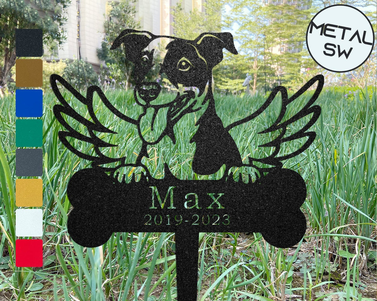 Outdoor Jack Terrier Memorial Gardenstake Pet With Angel Wings Plaque Ornament Metal Jack Terrier Grave Marker Pet Memorial Garden Stakes