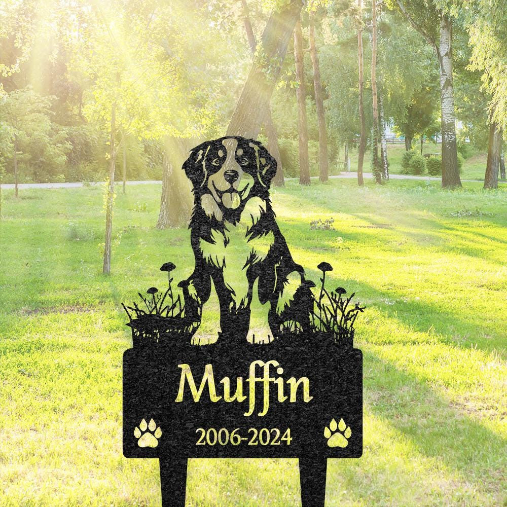 Custom Bernese Mountain Dog Memorial Burial Stake Metal Garden Sign Pet Loss Giftyard Decorpet Grave Markersympathy Signdog Lover Gift