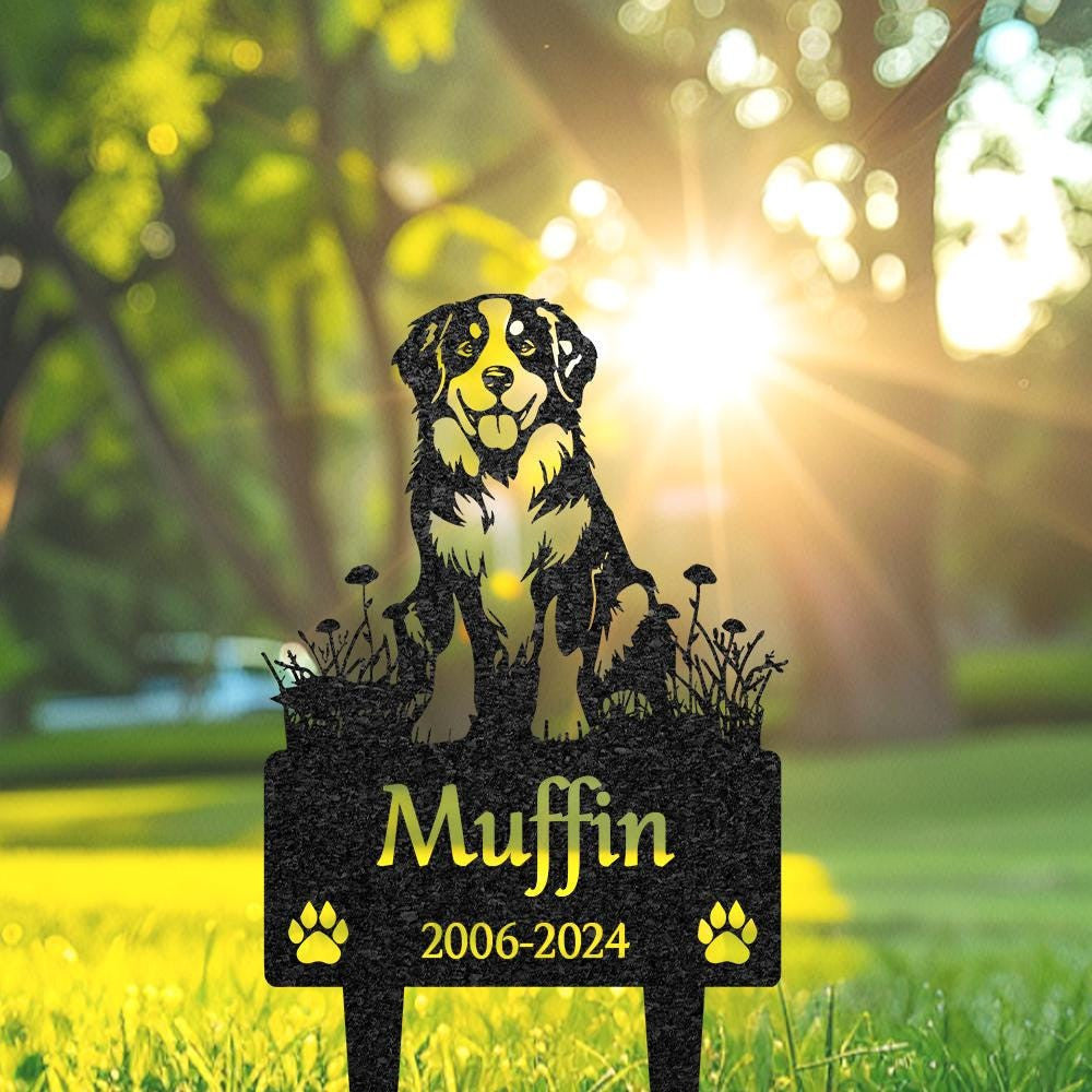 Custom Bernese Mountain Dog Memorial Burial Stake Metal Garden Sign Pet Loss Giftyard Decorpet Grave Markersympathy Signdog Lover Gift