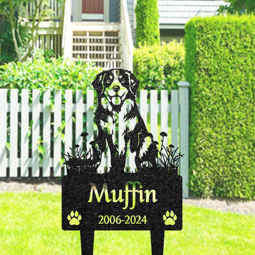 Custom Bernese Mountain Dog Memorial Burial Stake Metal Garden Sign Pet Loss Giftyard Decorpet Grave Markersympathy Signdog Lover Gift
