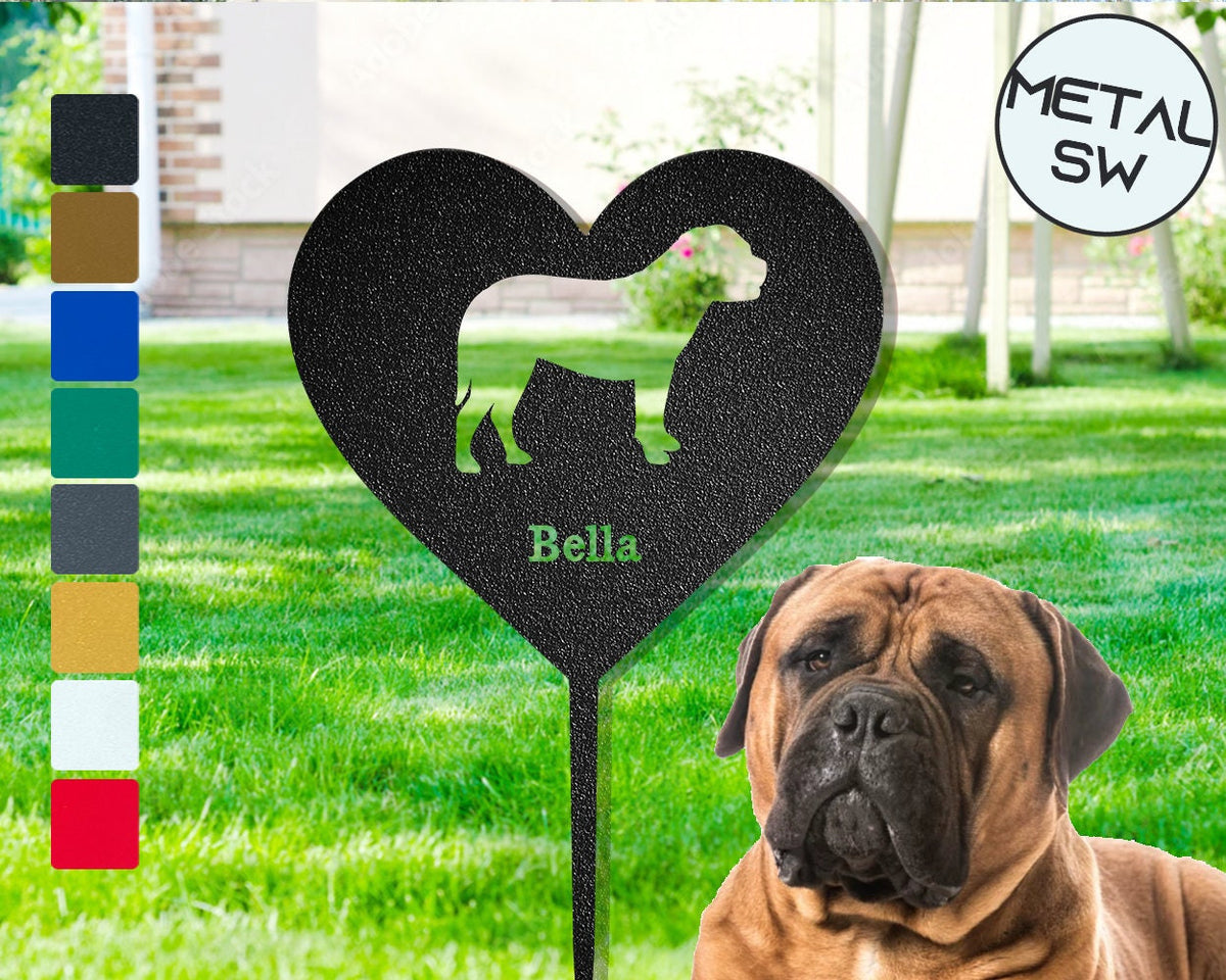 Metal Bullmastiff Memorial Garden Stake Bullmastiff Gift Personalized Bullmastiff Grave Marker Dog Heart Shape Memorial Plaque