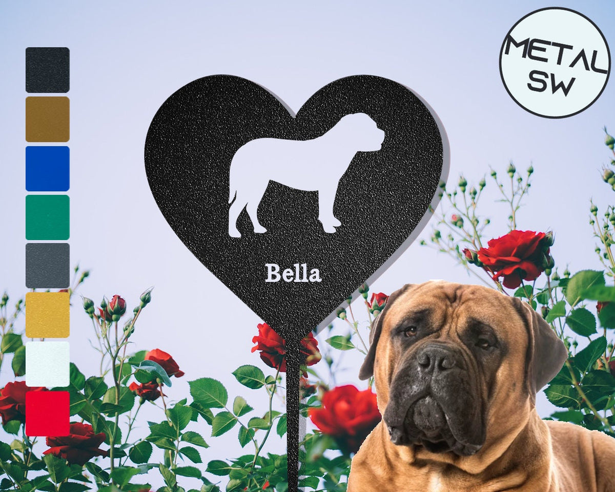 Metal Bullmastiff Memorial Garden Stake Bullmastiff Gift Personalized Bullmastiff Grave Marker Dog Heart Shape Memorial Plaque