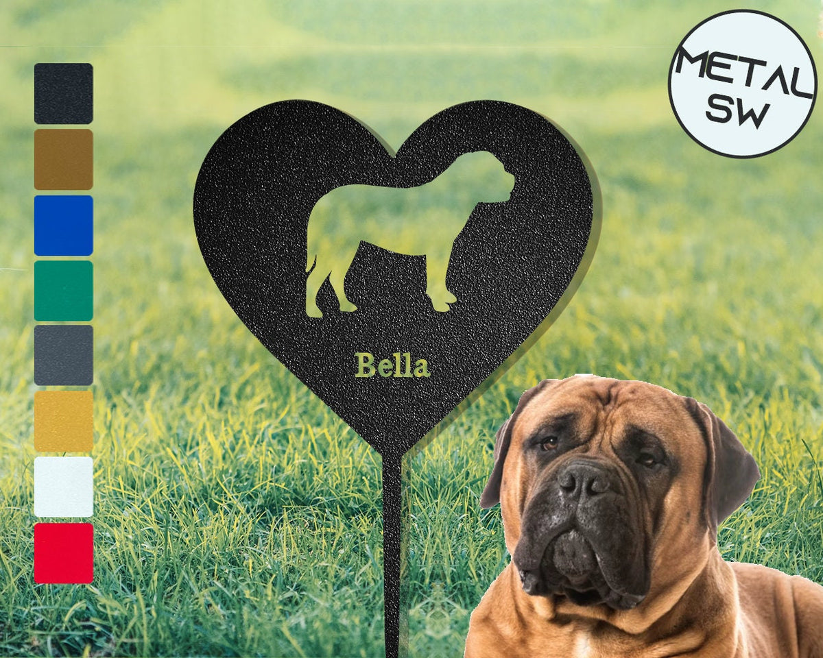 Metal Bullmastiff Memorial Garden Stake Bullmastiff Gift Personalized Bullmastiff Grave Marker Dog Heart Shape Memorial Plaque