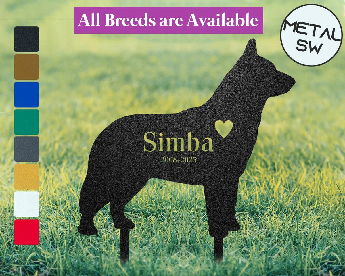 Metal Blue Heeler Sign Personalized Blue Heeler Memorial Stakes Blue Heeler Grave Marker Garden Stakes Decor Dog Loss Dog Memorial Gift