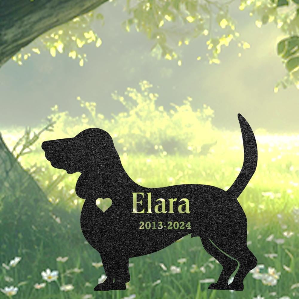 Basset Hound Dog Memorial Stake Custom Metal Garden Sign Pet Grave Marker Personalized Engraved Name Sign Sympathy Sign Dog Loss Gift