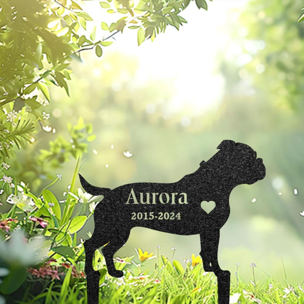 American Bulldog Memorial Stake Custom Metal Garden Sign Pet Grave Marker Personalized Engraved Name Sign Sympathy Sign Dog Loss Gift