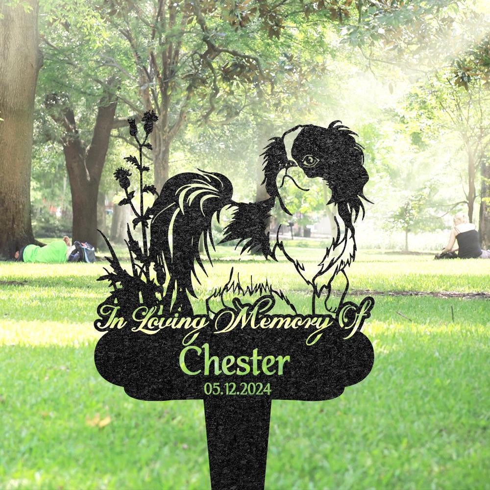 Personalized Japanese Chin Dog Grave Marker Custom Dog Memorial Metal Garden Sign Pet Tombstone Outdoor Yard Decor Pet Cemetery Marker