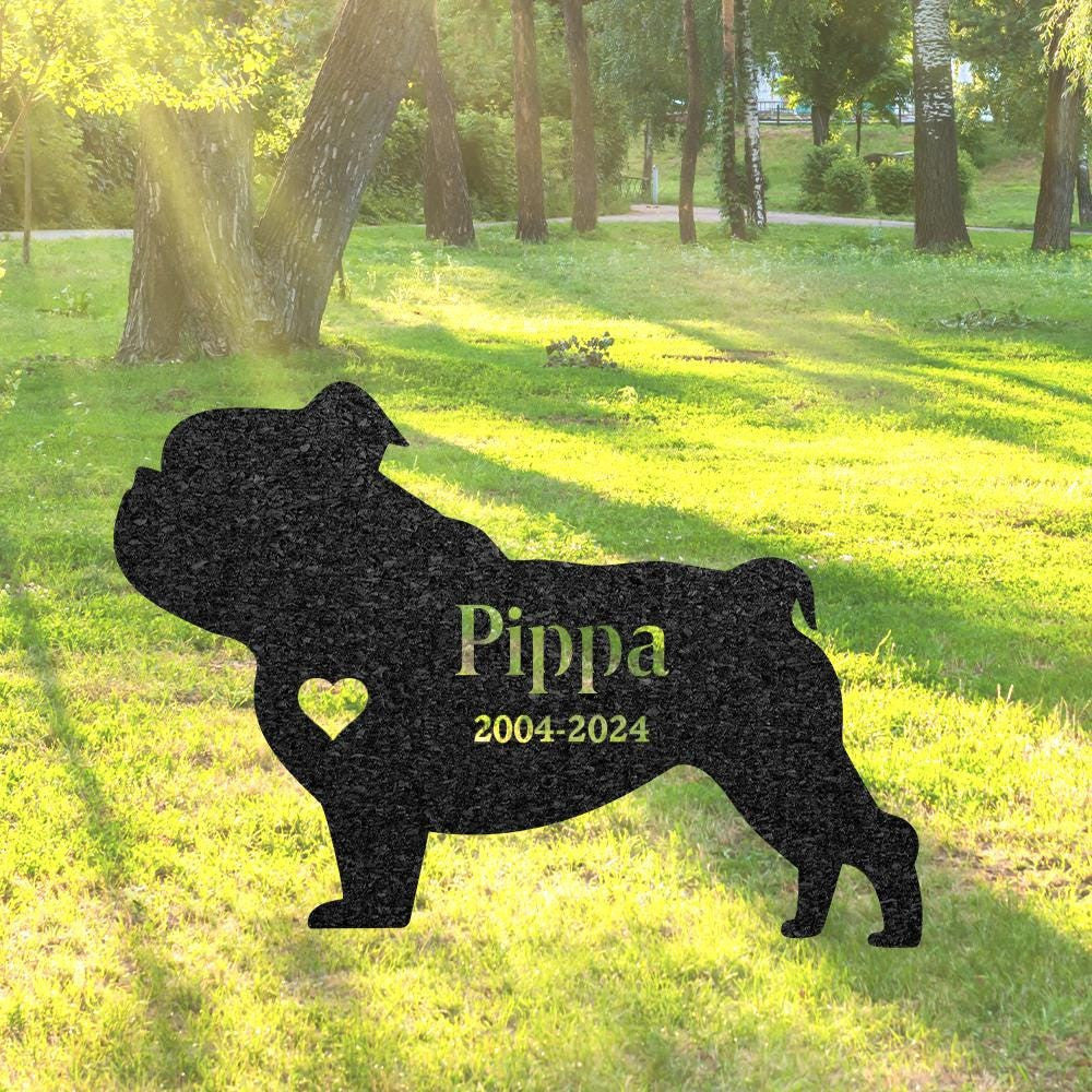 Custom English Bulldog Memorial Stake Dog Name Sign Pet Grave Marker For Garden Sympathy Sign Outdoor Grave Plaque Bulldog Lover Gift