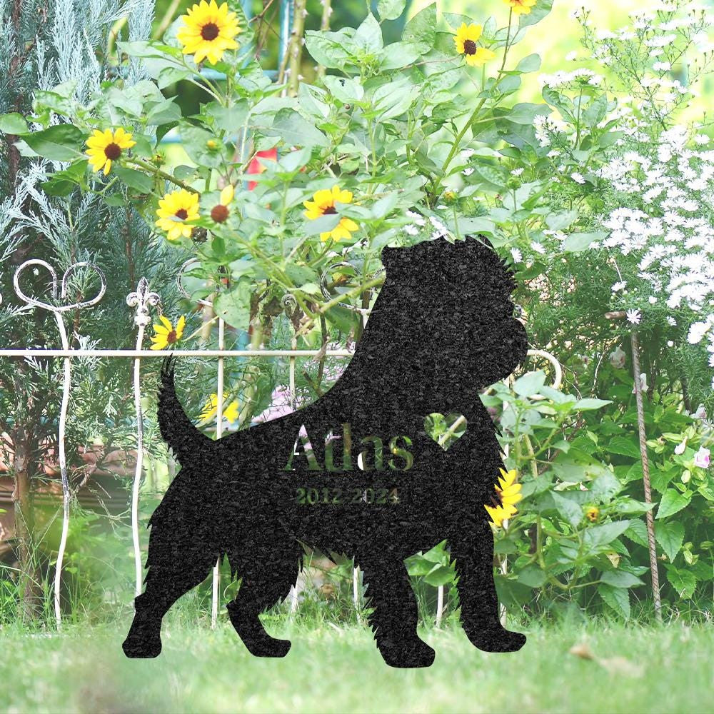Custom Brussels Griffon Dog Memorial Stake Dog Name Sign Pet Grave Marker Metal Dog Sign For Garden Outdoor Grave Plaque Dog Lover Gift