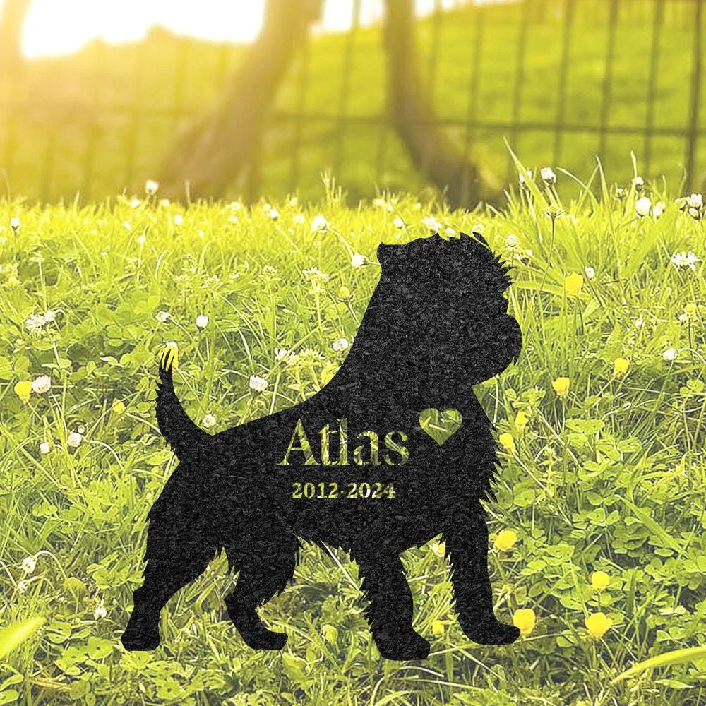 Custom Brussels Griffon Dog Memorial Stake Dog Name Sign Pet Grave Marker Metal Dog Sign For Garden Outdoor Grave Plaque Dog Lover Gift
