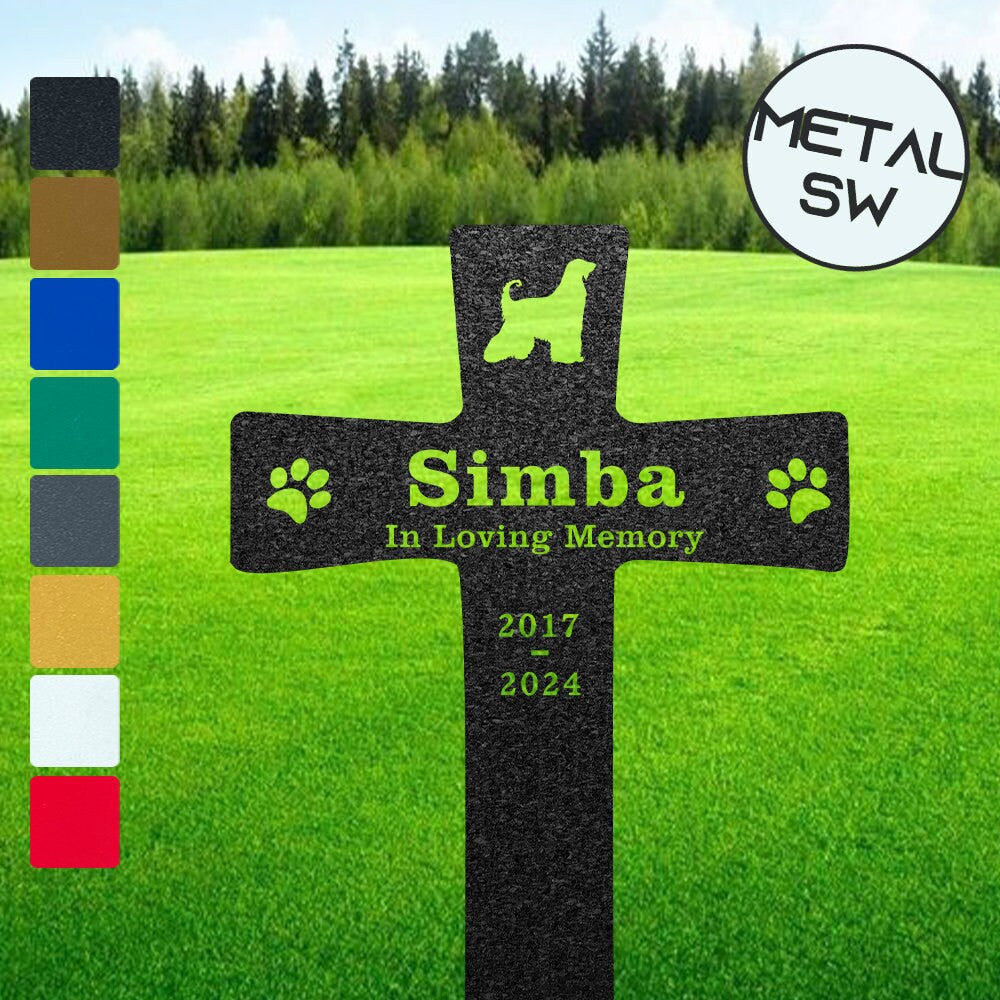 Custom Afghan Hound Grave Marker Dog Metal Cross Stakes Dog Loss Memorial Plaque Cemetery Decor Memorial Garden Sign Metal Afghan Hound Sign