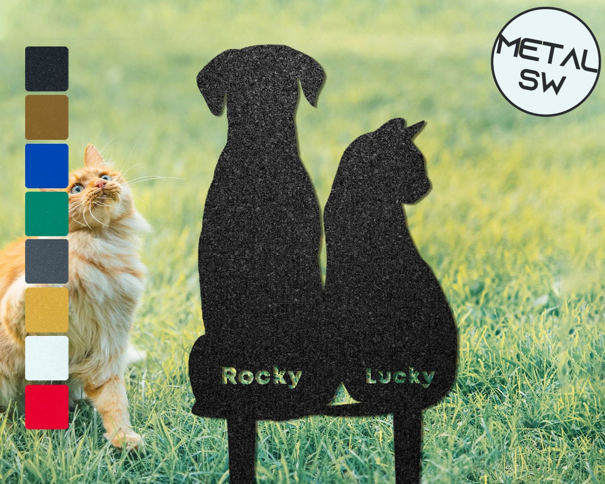 Metal Dog And Cat Sign Metal Cat Decor Cat Namedog Name Sign With Stakes Cat Dog Grave Markercat Dog Garden Decor Best Gift For Friend