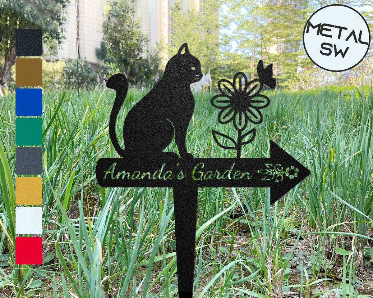 Custom Directional Signs Garden Markers With Cat And Flower Butterfly Garden Entrance Indicator Road Arrow Markers Lawn Sign Road Sign