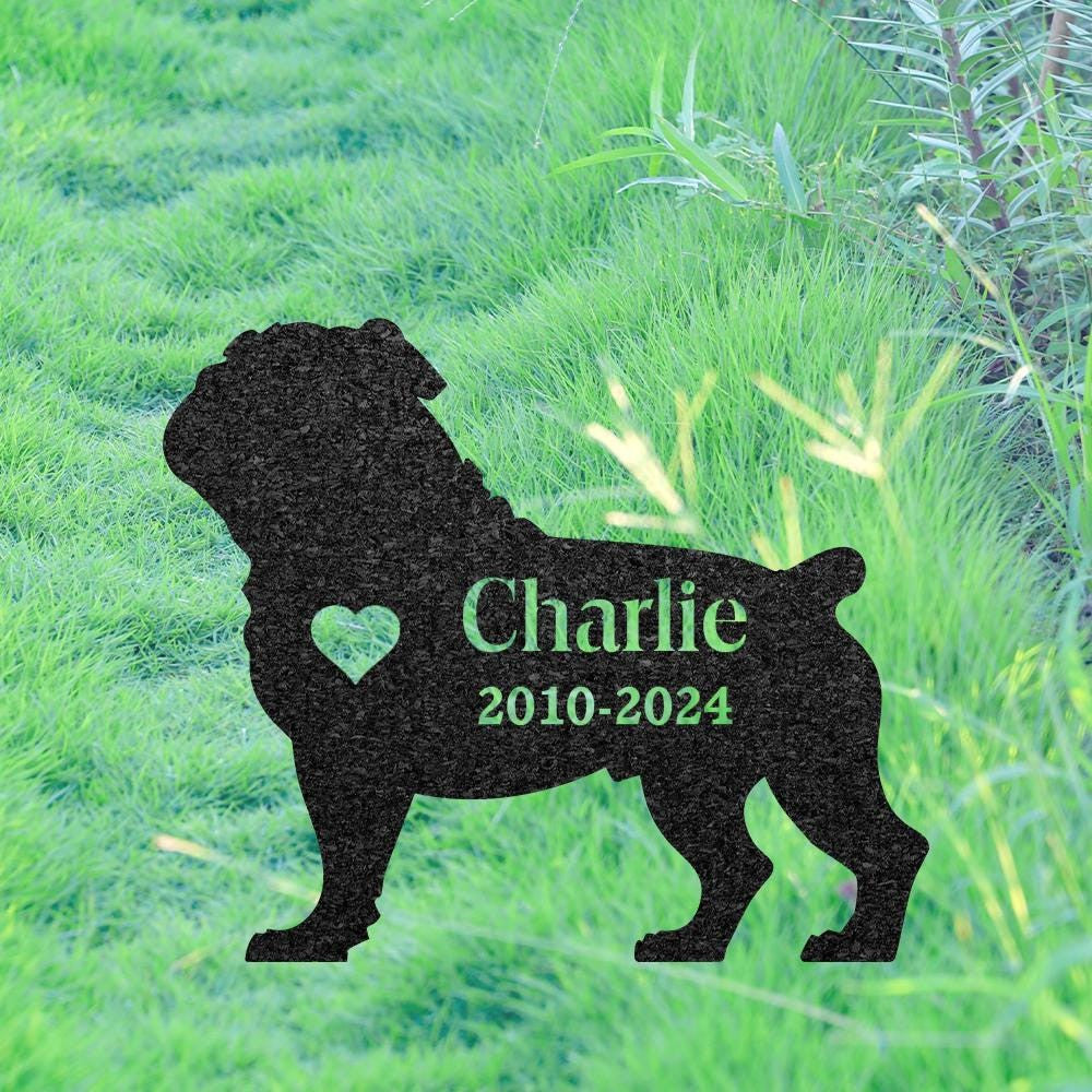Custom Bulldog Memorial Stake Pet Grave Marker Metal Dog Sign For Garden Outdoors Grave Plaques Bulldog Name Sign Bulldog Lover Gift