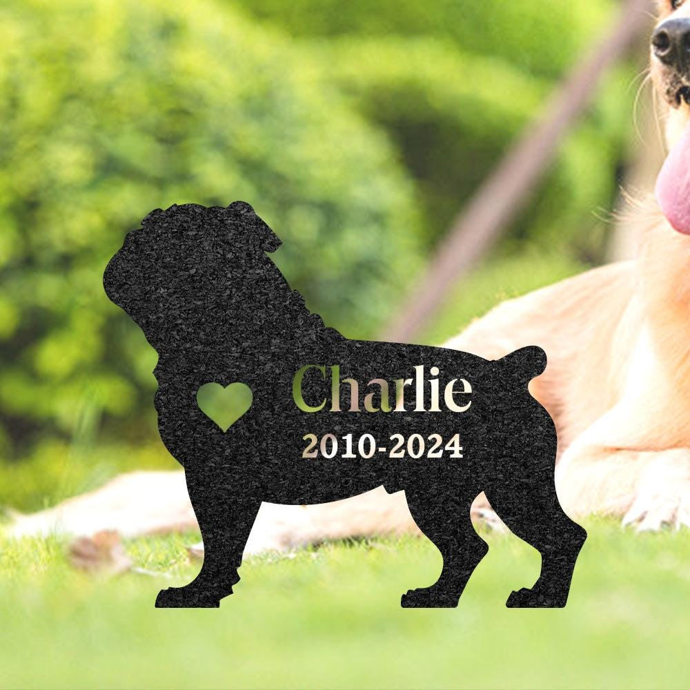 Custom Bulldog Memorial Stake Pet Grave Marker Metal Dog Sign For Garden Outdoors Grave Plaques Bulldog Name Sign Bulldog Lover Gift