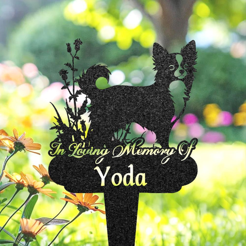 Custom Long Hair Chihuahua Memorial Burial Stake Metal Garden Sign Pet Loss Gift Yard Decor Pet Grave Marker Dog Lover Gift