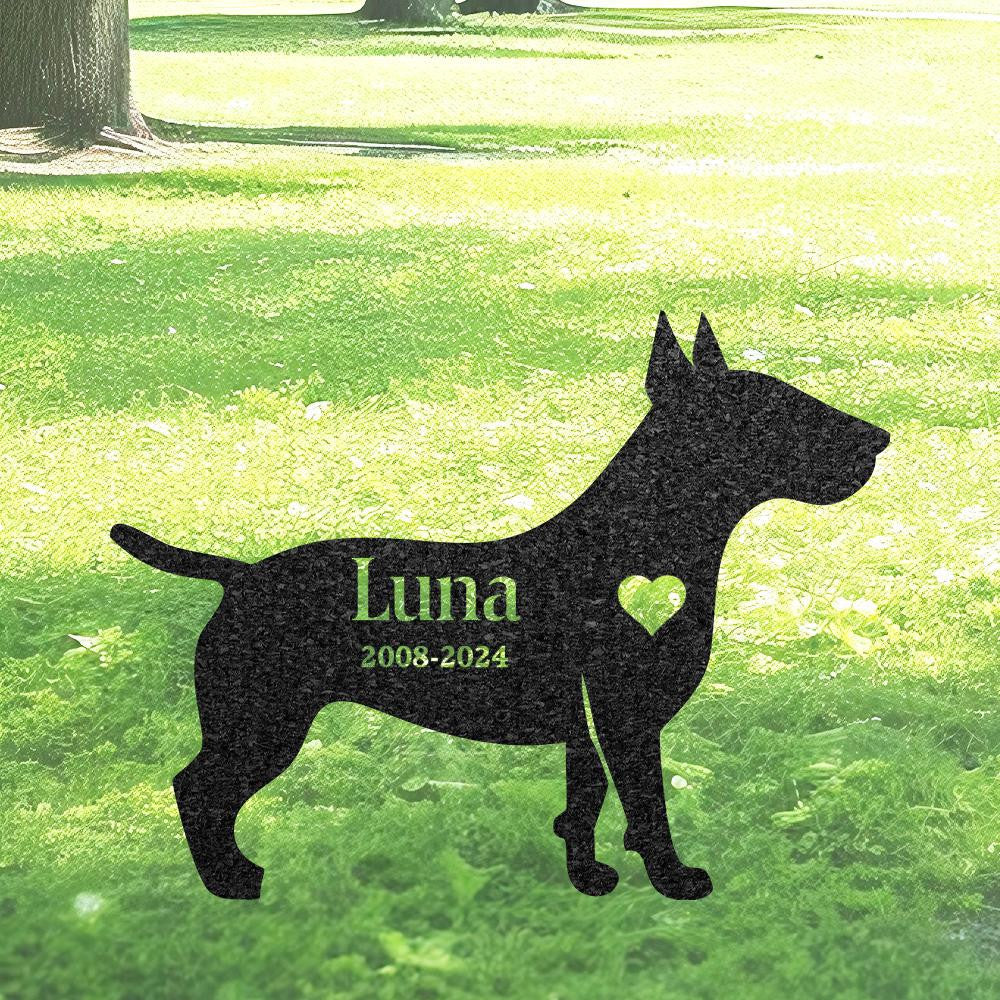 Custom English Bull Terrier Memorial Stake Dog Name Sign Pet Grave Marker For Garden Sympathy Sign Outdoor Grave Plaque Dog Lover Gift