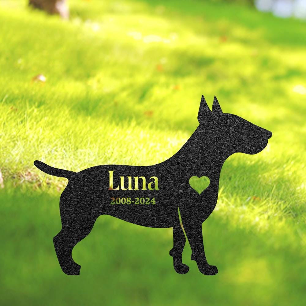 Custom English Bull Terrier Memorial Stake Dog Name Sign Pet Grave Marker For Garden Sympathy Sign Outdoor Grave Plaque Dog Lover Gift