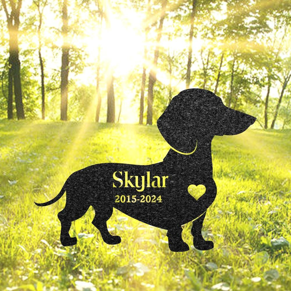 Custom Dachshund Memorial Stake Dog Name Sign Pet Grave Marker Metal Dog Sign For Garden Outdoor Grave Plaque Dachshund Lover Gift